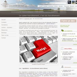 Le cyber-harcèlement, c'est du harcèlement