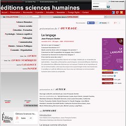 Introduction aux sciences du langage