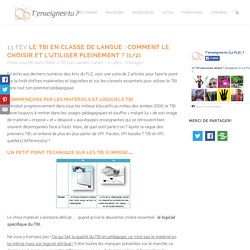 Le TBI en classe de langue 1/2