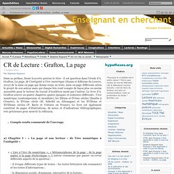 CR de Lecture : Grafton, La page