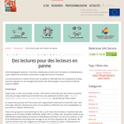 Des lectures pour des lecteurs en panne