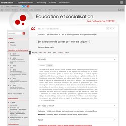 Est-il légitime de parler de « morale laïque » ?