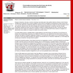 Alliance juris - Les droits d'auteur du traducteur