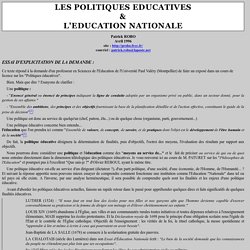 LES POLITIQUES EDUCATIVES
