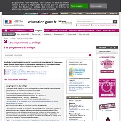 Education.gouv : Les programmes du collège