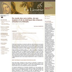 La Licorne - Du mode des vers mêlés, de ses avatars et de la métrique des chœurs d'Esther et d'Athalle
