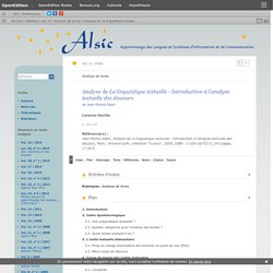 Analyse de La linguistique textuelle - Introduction à l'analyse textuelle des discours