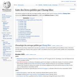 Liste des livres publiés par Champ libre