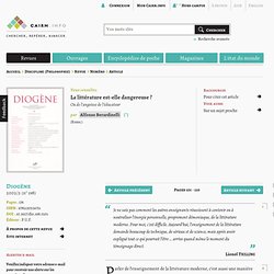 La littérature est-elle dangereuse ?