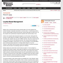 Loyalty-Based Management