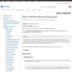New-MailboxExportRequest: Exchange 2013 Help