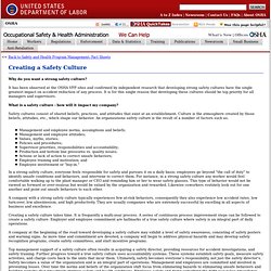 Module 4: Creating Change - Safety and Health Program Management: Fact Sheets: Creating a Safety Culture