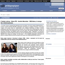 8ème FEI : Amélie Mariottat : CM2-6ème, le temps des métamorphoses