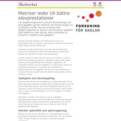 Matriser leder till bättre elevprestationer