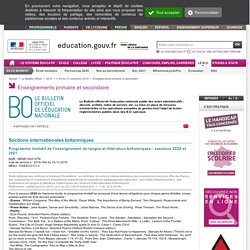Programme section anglais britannique