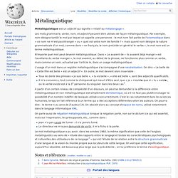 Métalinguistique