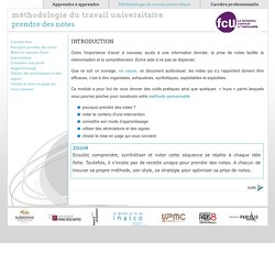 prendre des notes. Methodologie de travail universitaire