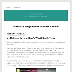 Meticore Supplement Review (UPDATE: 2020)