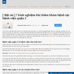 [ Bật mí ] 7 kinh nghiệm khi thăm khám bệnh tại bệnh viện quận 2