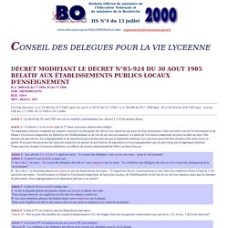 Ministère de l'Education : Bulletin Officiel de l'Education Nationale BO Hors-série N°4 du 13 juillet 2000 - Conseil des délégués pour la vie lycéenne