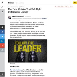 Five Fatal Mistakes That Halt High Performance Leaders