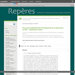 Pour une modélisationde l’enseignement de la grammaire au CE1 : l’exemple du verbe
