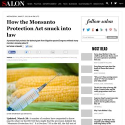 How the Monsanto Protection Act snuck into law