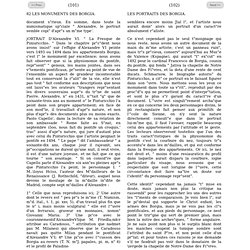 p.101-2. Autour des Borgia; Les Monujents - les Portraits, Alexandre VI - César - Lucrèce, L'Épée de César - L'Oeuvre d'Hercule de Fideli, les Appartements Borgia Au Vatican; Études d'Histoire et d'Art