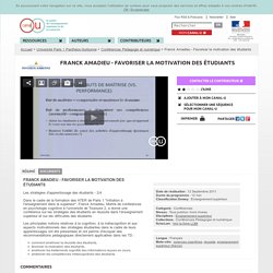 Franck Amadieu - Favoriser la motivation des étudiants - Université Paris 1 Panthéon-Sorbonne