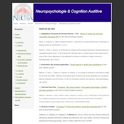 Neuropsychologie et Cognition Auditive - Matériel de test