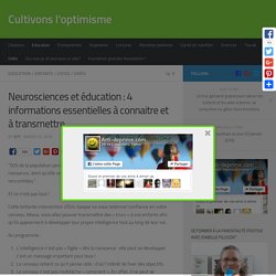 Neurosciences et éducation : 4 informations essentielles à connaitre et à transmettre