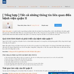 [ Tổng hợp ] Tất cả những thông tin liên quan đến bệnh viện quận 11