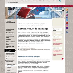 Normes AFNOR de catalogage