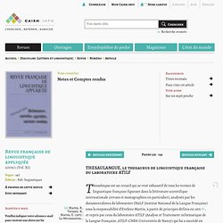 Notes et Comptes rendus