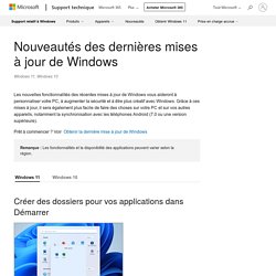 Nouveautés des dernières mises à jour de Windows