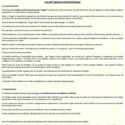7 modèles de l'apprentissage
