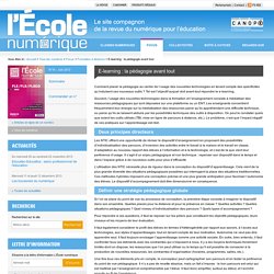 L'École numérique » E-learning : la pédagogie avant tout 