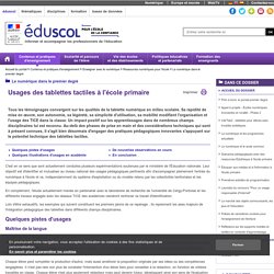 Le numérique dans le premier degré - Usages des tablettes tactiles à l'école