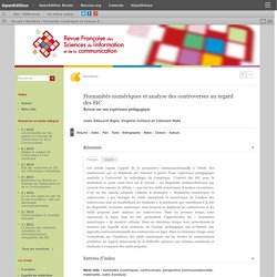 Humanités numériques et analyse des controverses au regard des SIC