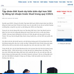Tập đoàn Đất Xanh dự kiến kiến đạt hơn 500 tỷ đồng lợi nhuận trước thuế trong quý I/2021