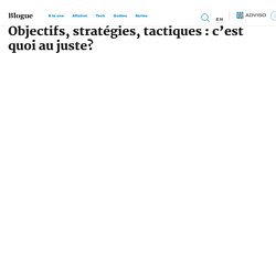Objectifs, stratégies, tactiques : c'est quoi au juste? - Adviso