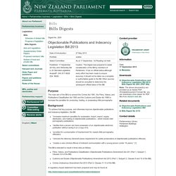 Objectionable Publications and Indecency Legislation Bill 2013: Bills Digest No 2091