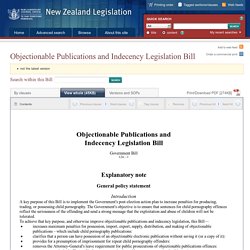 Objectionable Publications and Indecency Legislation Bill 124-1 (2013), Government Bill