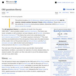 Old quantum theory