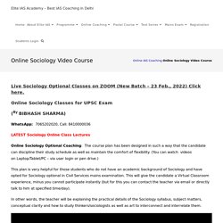 Online Sociology Classes for UPSC Exam 2020