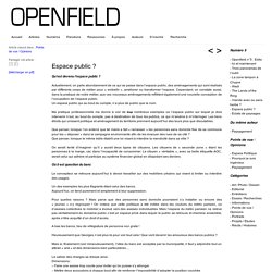 Openfield – revue ouverte sur le paysage » Espace public ?