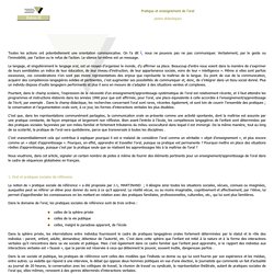 Oral - Pratique et enseignement