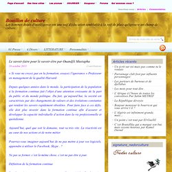 Le savoir-faire pour le savoir-être par Ouandjli Mustapha