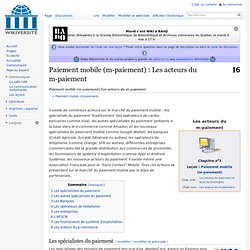 Paiement mobile (m-paiement)/Les acteurs du m-paiement