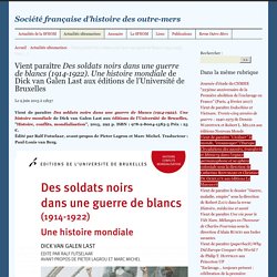 Vient paraître Des soldats noirs dans une guerre de blancs (1914-1922). Une